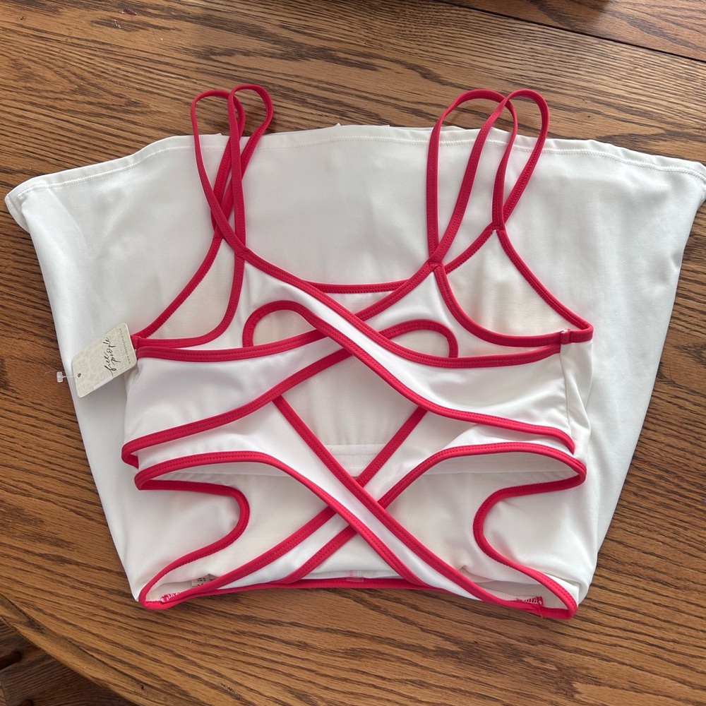 Free People One More Serve White and Red Dress